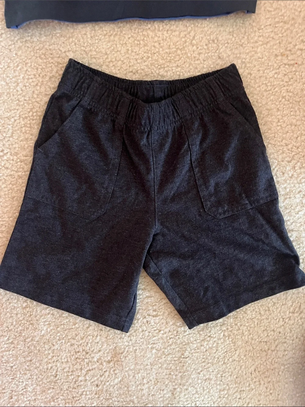 OshKosh B'gosh Blue Hooded Stripe Tee with Black Shorts